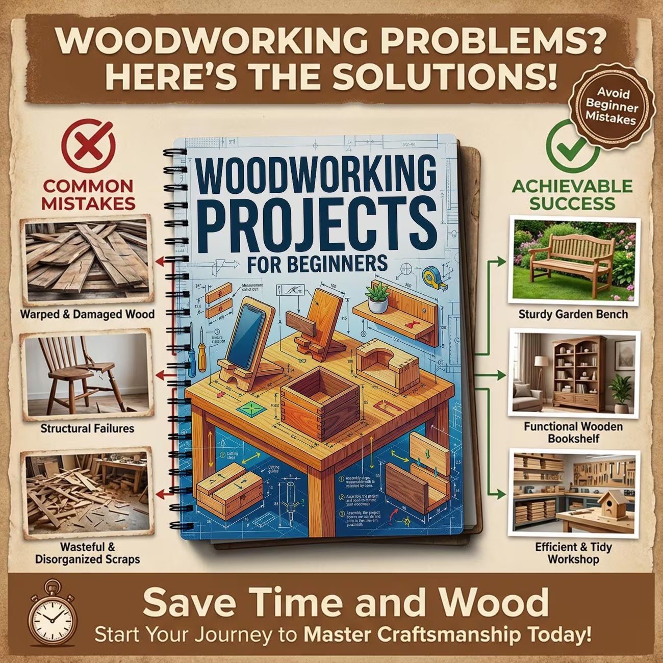 خطط سهلة لأعمال النجارة للمبتد - مراجعة Woodworking Ideas For Beginners وسعره