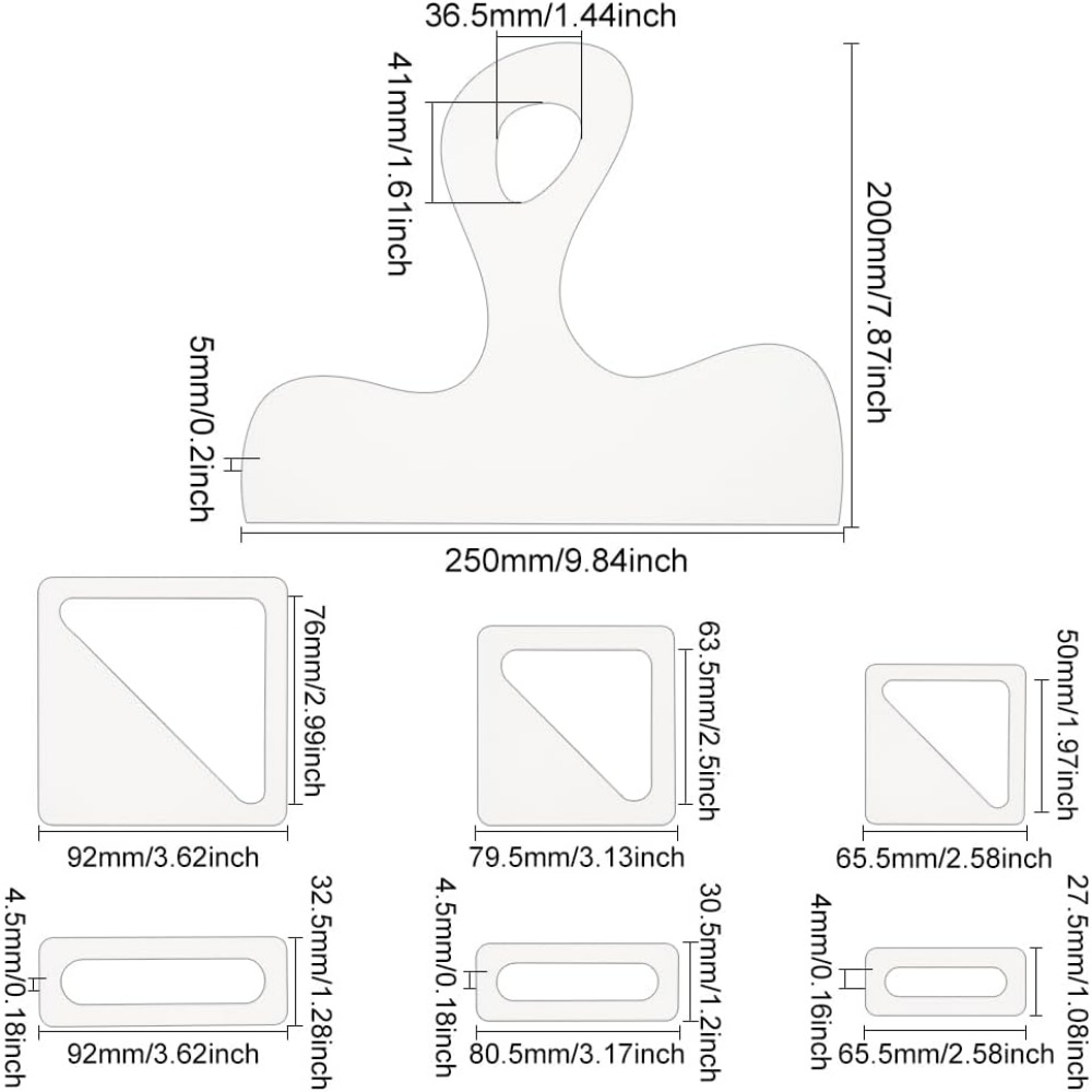 7 قطعة قالب الفحم مقبض أكريليك - مراجعة Woodworking Templates وسعره